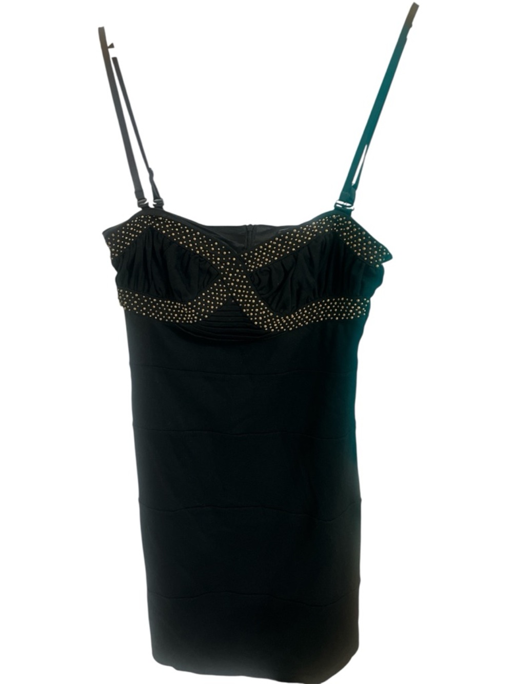 Black Studded Mini Dress with Spaghetti Straps